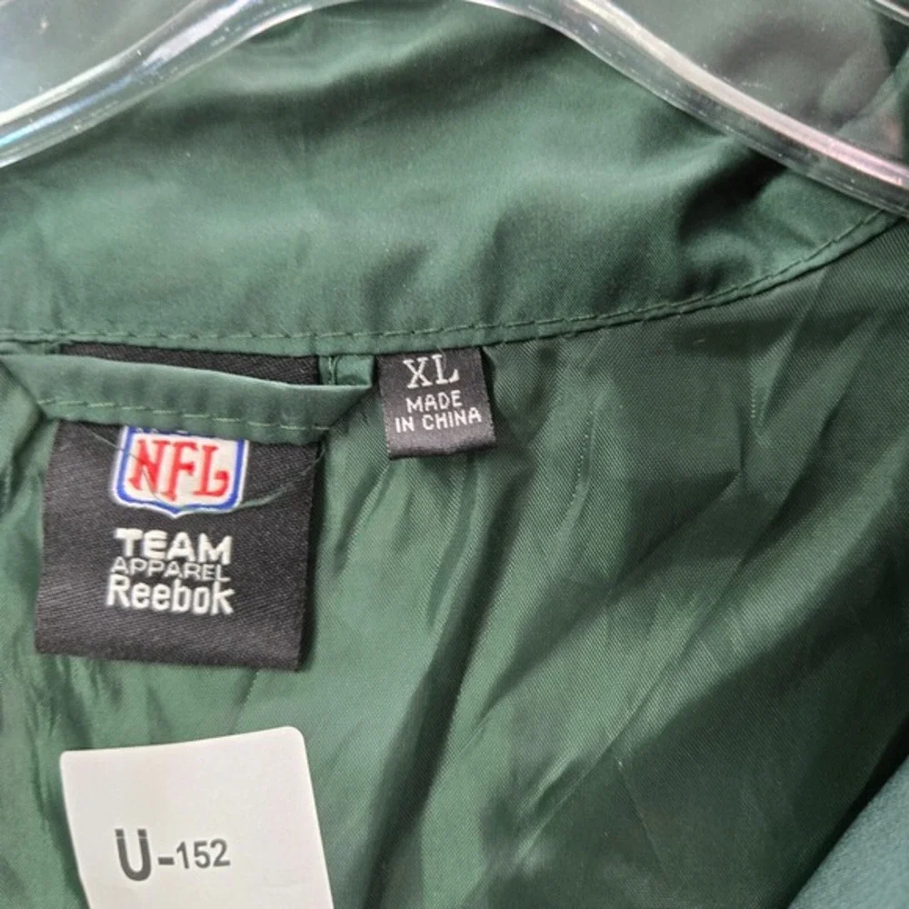 Green Bay Packer Men Jacket XL Green Reebok Full Zip Mock‎ Neck Drawstring Hem